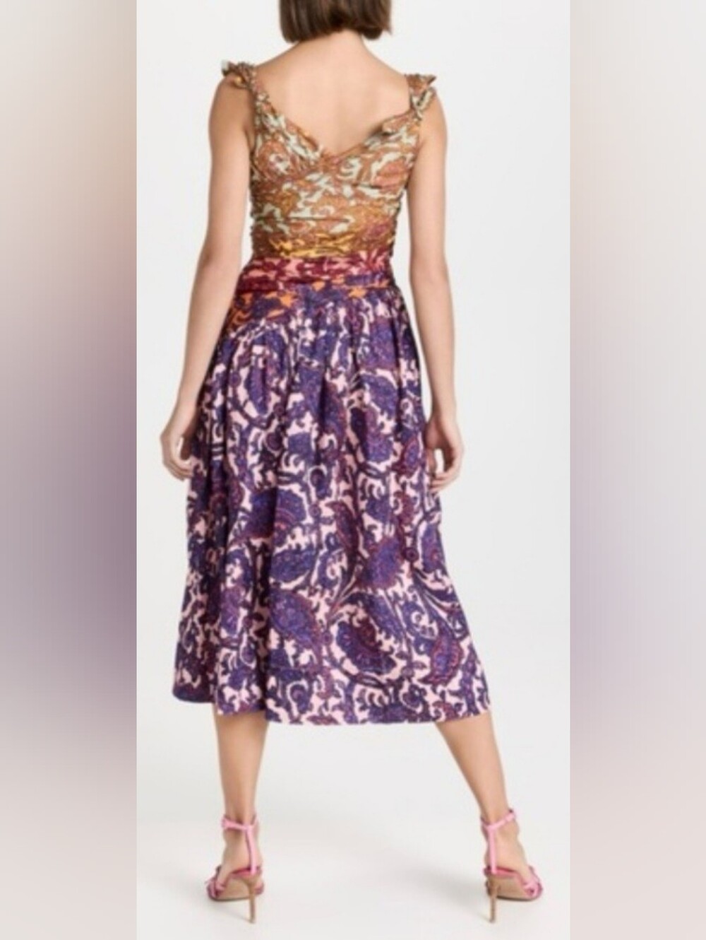 Zimmermann Tiggy Bow Midi Dress in Spliced Pasley - Picture 5 of 17